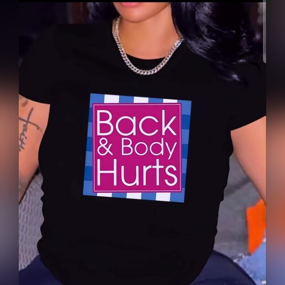 Tops - Graphic Tee with Pink and Blue Design